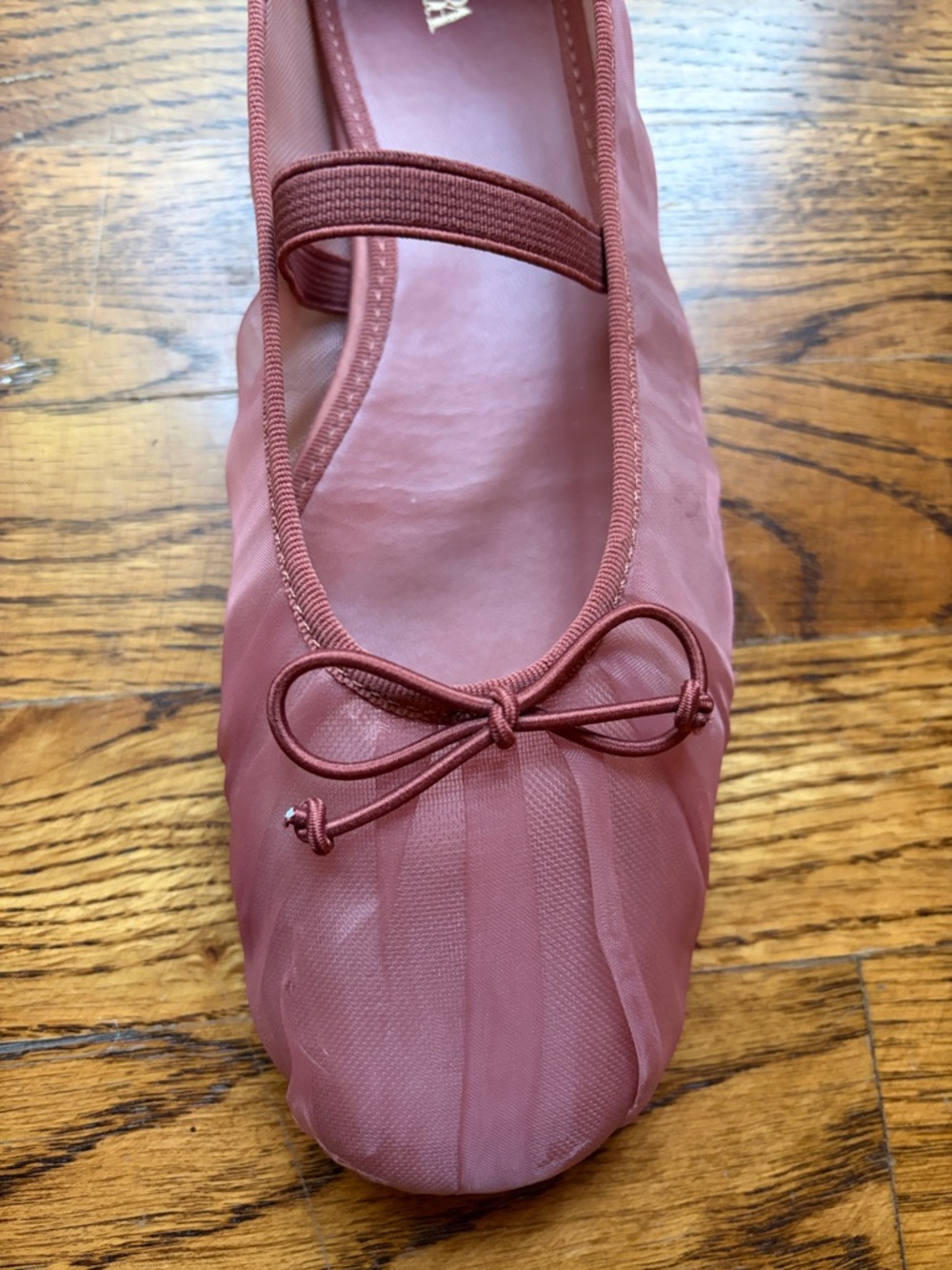 Zara Sheer Mesh Ballet Flats with Bow - Picture 5 of 7